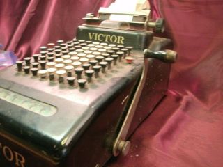 Vtg Victor 8 Row Key Mechanical Black Adding Machine Bakelite - steampunk - FreeShip 5
