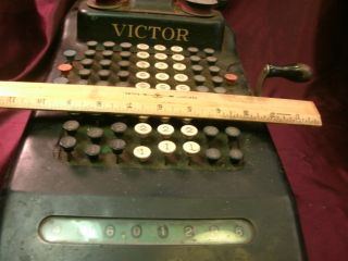 Vtg Victor 8 Row Key Mechanical Black Adding Machine Bakelite - steampunk - FreeShip 7