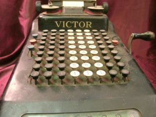 Vtg Victor 8 Row Key Mechanical Black Adding Machine Bakelite - steampunk - FreeShip 8
