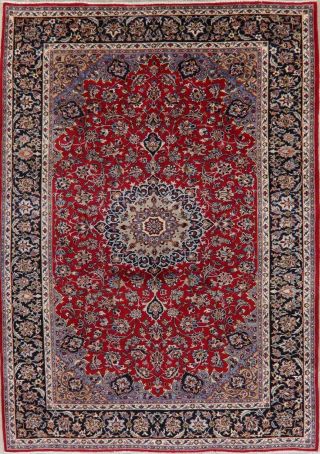 VINTAGE 9 ' x12 ' Traditional Floral Oriental Area RUG Hand - Knotted RED BLUE WOOL 2