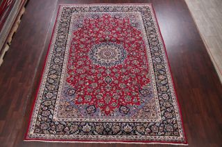 VINTAGE 9 ' x12 ' Traditional Floral Oriental Area RUG Hand - Knotted RED BLUE WOOL 3