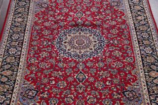 VINTAGE 9 ' x12 ' Traditional Floral Oriental Area RUG Hand - Knotted RED BLUE WOOL 4