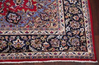 VINTAGE 9 ' x12 ' Traditional Floral Oriental Area RUG Hand - Knotted RED BLUE WOOL 7