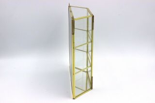 Vintage Brass Glass Table Top Wall Curio Cabinet Display Shelf Case Mirror Back 4