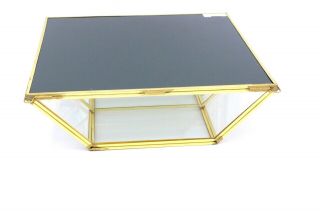 Vintage Brass Glass Table Top Wall Curio Cabinet Display Shelf Case Mirror Back 6