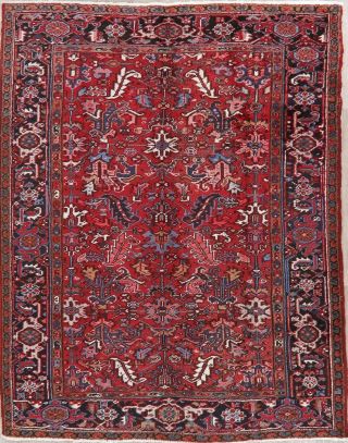 6x8 Vintage Geometric All - Over Heriz Red Persian Area Rug Oriental Hand - Knotted