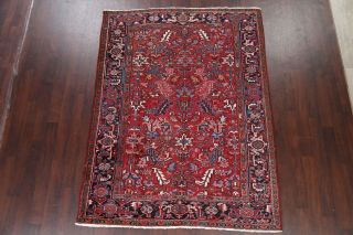 6x8 Vintage Geometric All - Over Heriz RED Persian Area Rug Oriental Hand - Knotted 2
