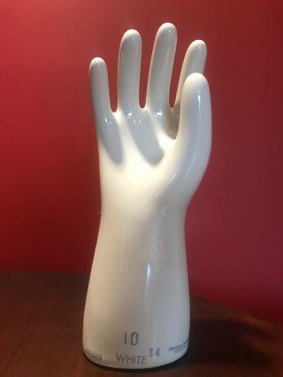 14” General Porcelain Glove Mold Trenton Nj Vintage 7/20/1989,  10 White