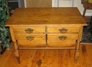 Vintage Pine and Maple Baker’s Table 10