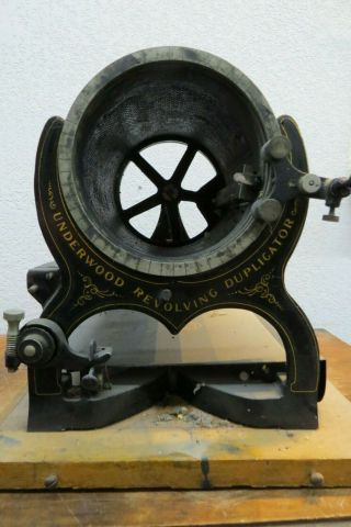 Rare Antique Underwood Revolving Duplicator 1908 Cs