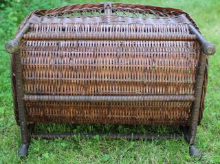 RARE Antique Victorian Large Natural Willow Wicker Log Firewood Holder Basket 11