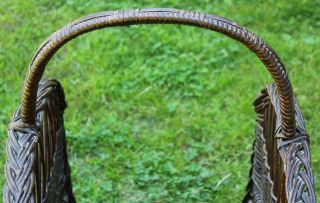 RARE Antique Victorian Large Natural Willow Wicker Log Firewood Holder Basket 5