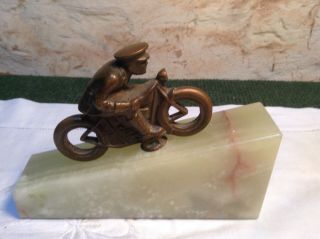 Marble Art Deco Motorcyclist Onyz Base.  C9/193/b