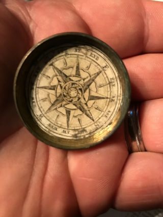 Revolutionary War 18th Century Heavy Brass Round Pocket Compass Early 3