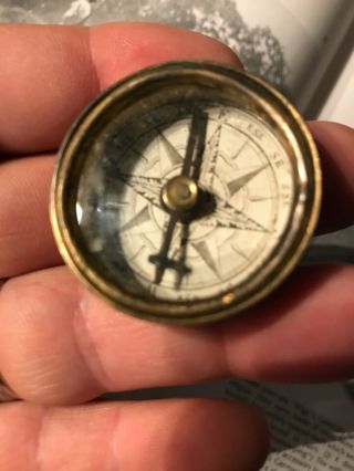 Revolutionary War 18th Century Heavy Brass Round Pocket Compass Early 4
