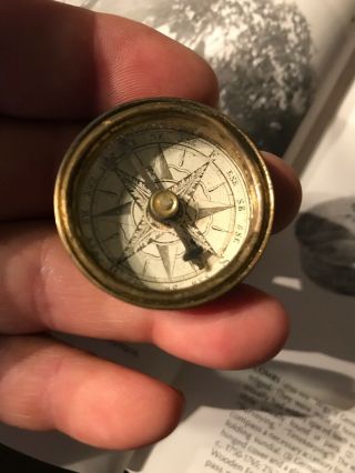 Revolutionary War 18th Century Heavy Brass Round Pocket Compass Early 6