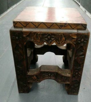 Antique Mexican Garden Side Table/stool Hacienda Style Carved Mesquite