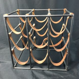 Arthur Umanoff Iron And Leather Wine Rack 9 Bottle