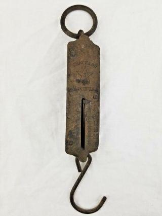 Vintage John Chatillon Hanging Brass Face 3 25 Lb Spring Scale With Hook 1800 