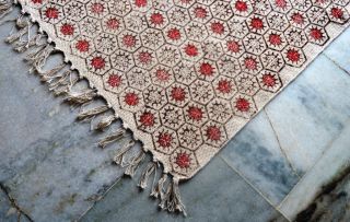 Vintage Turkish Rug,  Small Block Print Antalya Kilim 3x5 Ft Area Rug,  Kelim,  Carpet