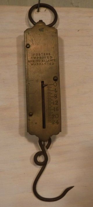 Vintage Fosters Improved Spring Balanced Scale 24 Lb Steel Hanging Scale Metal