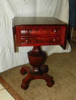 Empire Mahogany 2 Drawer Dropleaf Work Table / Nightstand (rp) (t305)