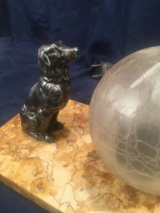ANTIQUE FRENCH ART DECO DESK LAMP - MARBLE - 2 DOGS COKER 4