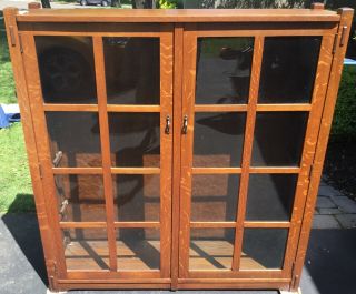 Antique Stickley Brothers Arts & Crafts Mission Oak Two Door Bookcase 4772