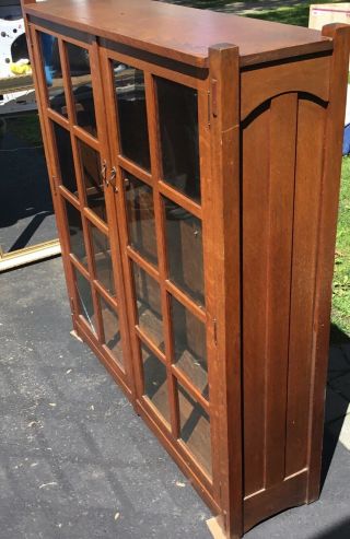 Antique Stickley Brothers Arts & Crafts Mission Oak Two Door Bookcase 4772 4