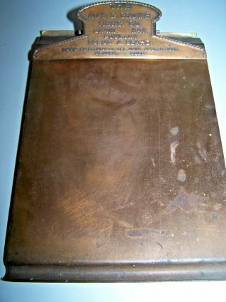 Antique Copper Plated Clipboard Ady & Crowe Merc Co Denver 1910s
