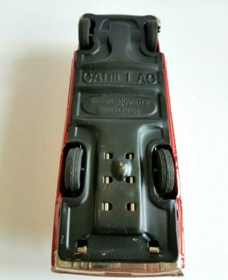 BANDAI red CADILLAC ' Made in Japan ' Tin Toy Friction Car 6