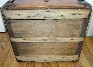 Rare 1800s Antique Dome - Top Steamer HALF TRUNK with Lock & Key 16x15x15 12