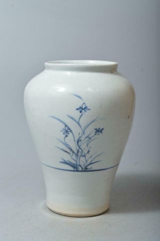 T3944: Xf Korean Lý Dynasty Blue&white Flower Pattern Flower Vase Ikebana