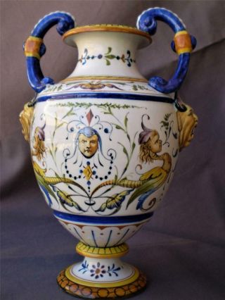Antique Italian Faience Majolica Mythology,  Richard Ginori,  Vase/ Amphora