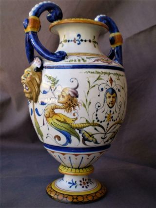 Antique Italian Faience Majolica Mythology,  Richard Ginori,  Vase/ Amphora 2