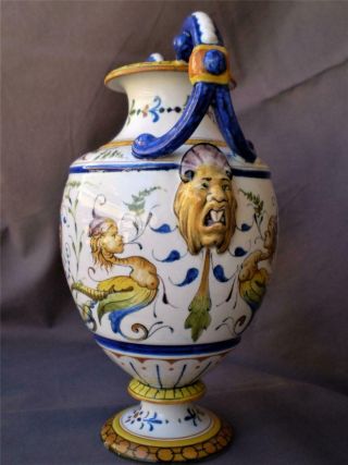 Antique Italian Faience Majolica Mythology,  Richard Ginori,  Vase/ Amphora 3