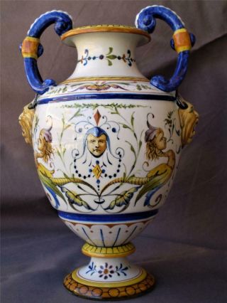 Antique Italian Faience Majolica Mythology,  Richard Ginori,  Vase/ Amphora 4