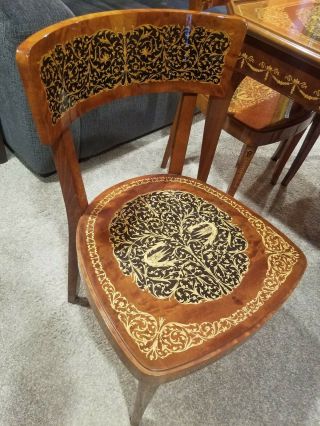 Vintage Notturno Intarsio Sorrento Italian Inlaid Game Table & Chairs 2