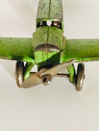 Rare Hubley Bremen Green Cast Iron Airplane - 3
