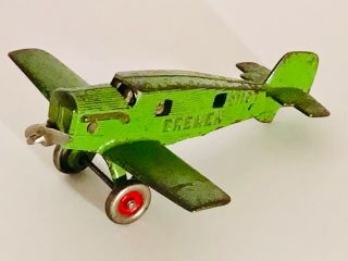 Rare Hubley Bremen Green Cast Iron Airplane - 4
