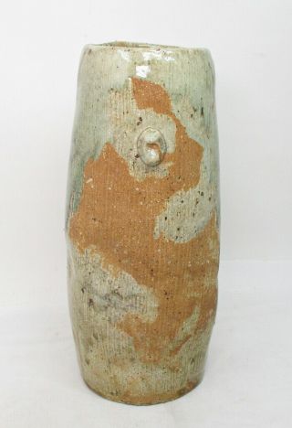 G669: Japanese old SHIGARAKI stoneware flower vase with wonderful natural glaze 4
