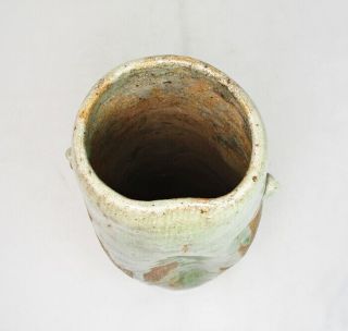 G669: Japanese old SHIGARAKI stoneware flower vase with wonderful natural glaze 7