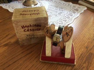 Hopalong Cassidy Wrist Watch in Saddle Style Box - US Time - 1950’s 3