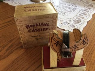 Hopalong Cassidy Wrist Watch in Saddle Style Box - US Time - 1950’s 4