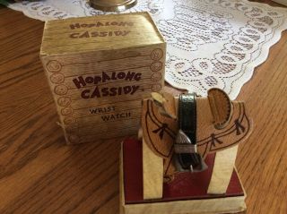 Hopalong Cassidy Wrist Watch in Saddle Style Box - US Time - 1950’s 5