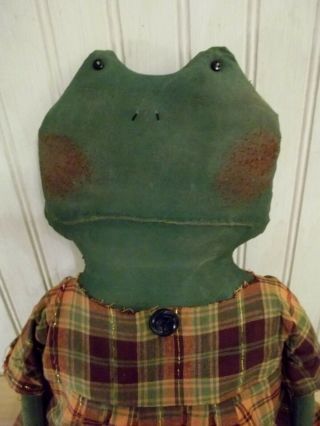 Primitive Grungy Lady Frog Doll & Her Halloween Bat 2