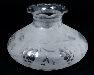 Antique Frosted Glass Lamp Shade with Hanging Luster Crystal Prism Spears Lustre 5