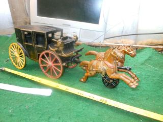 Antique Cast Iron Toy Horse Drawn Carriage Hubley Kenton Arcade 2