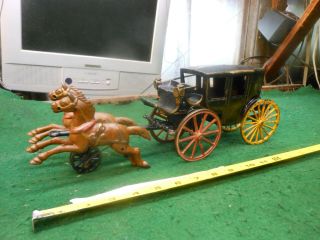 Antique Cast Iron Toy Horse Drawn Carriage Hubley Kenton Arcade 3