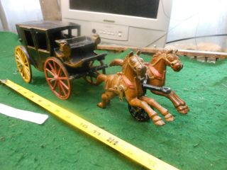 Antique Cast Iron Toy Horse Drawn Carriage Hubley Kenton Arcade 5